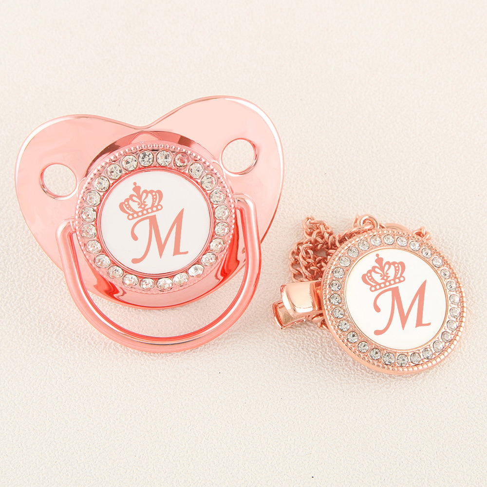 Rose Gold Crown Letter Baby Pacifier