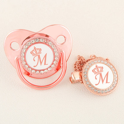 Rose Gold Crown Letter Baby Pacifier