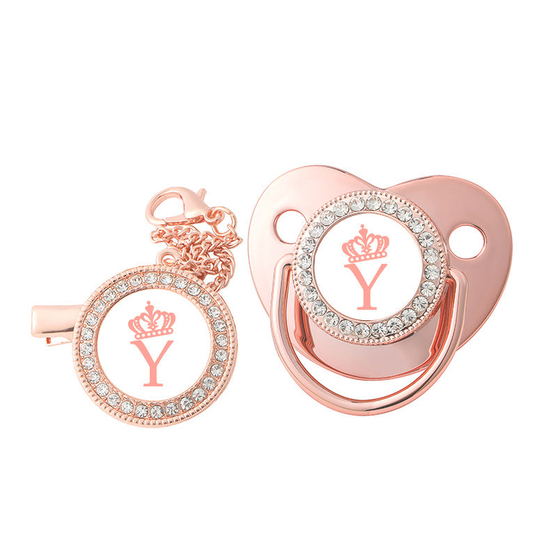 Rose Gold Crown Letter Baby Pacifier