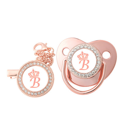 Rose Gold Crown Letter Baby Pacifier