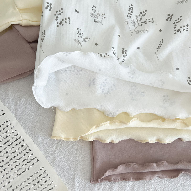 High Collar Long Sleeve Cotton T-shirt for Baby Girls