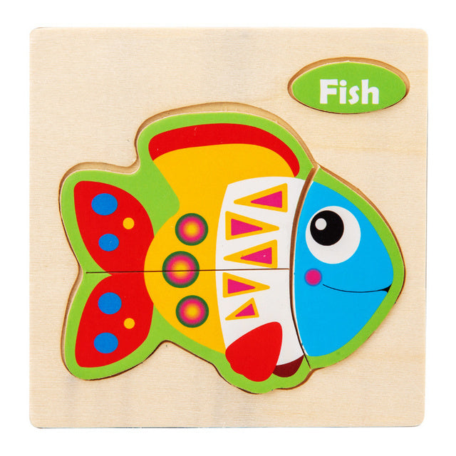 3D Wooden Cartoon Animal Traffic Puzzle for Kids