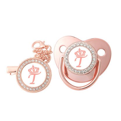 Rose Gold Crown Letter Baby Pacifier