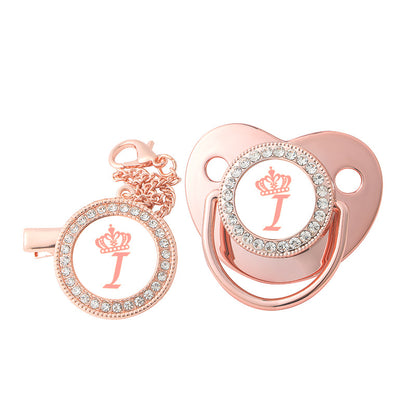 Rose Gold Crown Letter Baby Pacifier