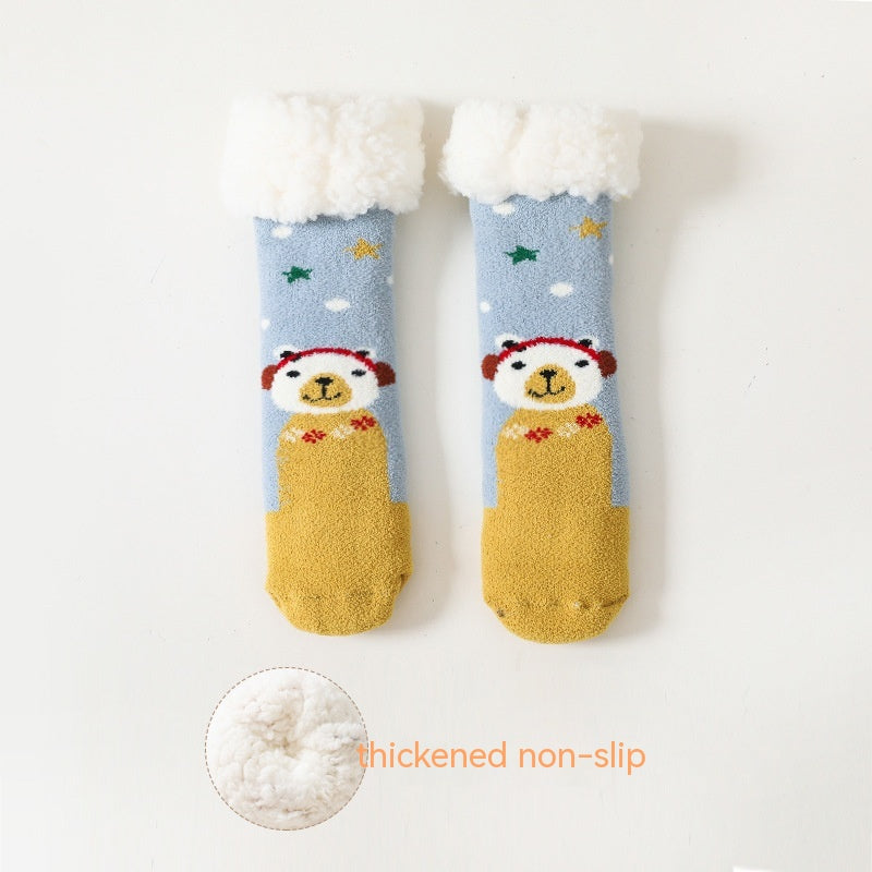 Warm Fleece-Lined Non-Slip Baby Socks in Lambswool